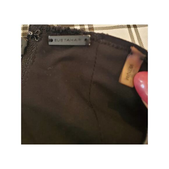 Elie‎ Tahari Lambs leather trim scuba dress Medium - Picture 5 of 8